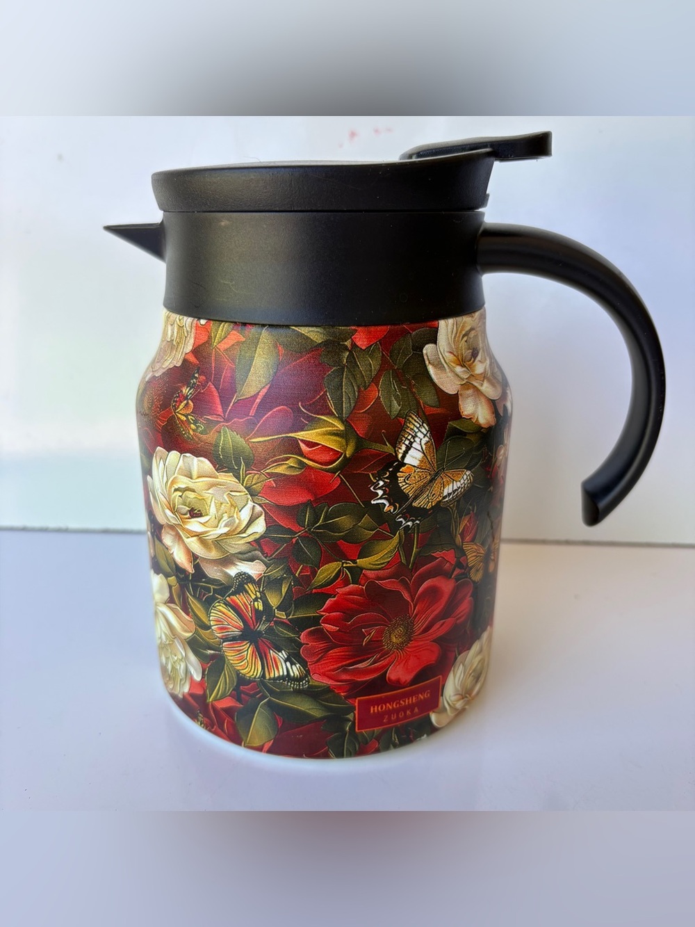 Hongsheng Zuoka Floral Thermal Coffee Tea Carafe Pot Stainless Steel Floral 34oz